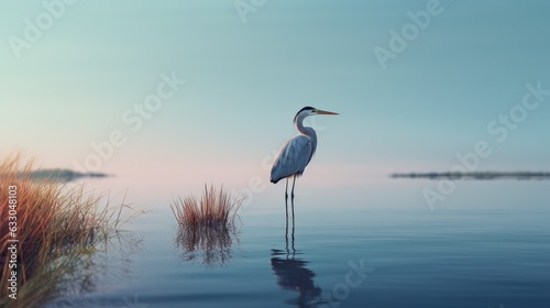 heron in the water. Generative AI © ArtSpree