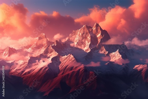 Stunning mountains in a chilly winter landscape