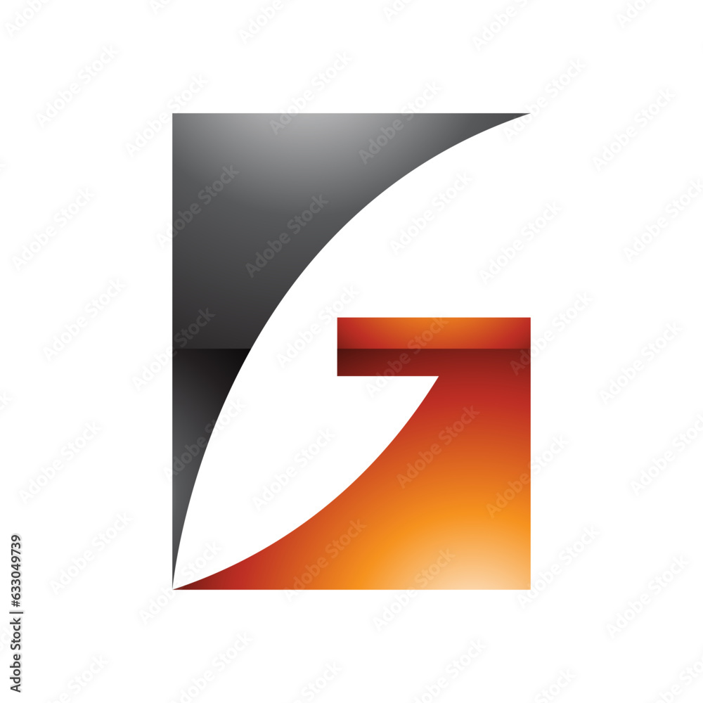 Orange and Black Rectangular Glossy Letter G Icon Orange and Black Rectangular Glossy Letter G Icon