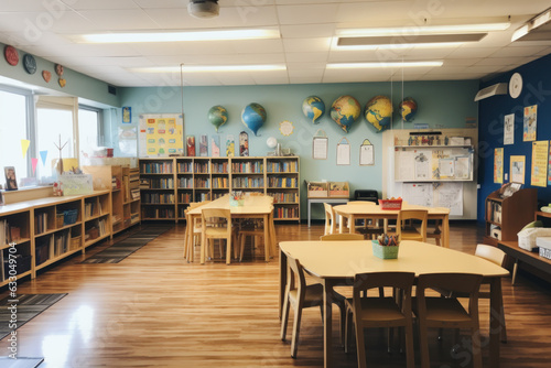 empty clean classroom, educational environment