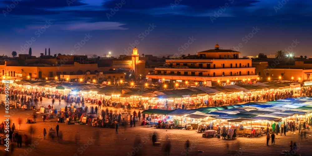 Marrakesh at night Morocco - Generative AI