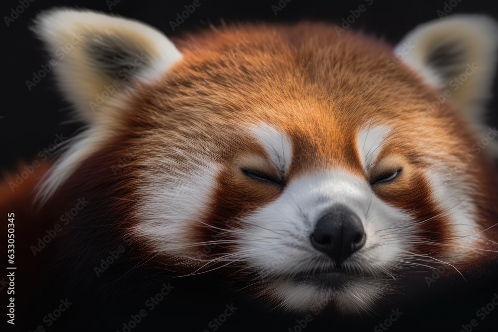 Red Panda is blissfully asleep (Ailurus fulgens). A red panda resting in the afternoon is both amusing and beautiful.