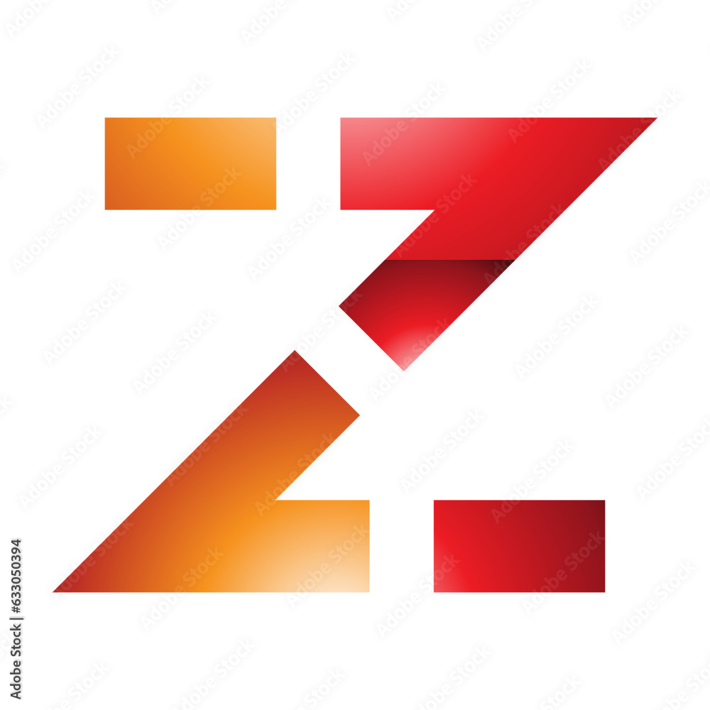 Orange and Red Glossy Dotted Line Shaped Letter Z Icon Orange and Red Glossy Dotted Line Shaped Letter Z Icon