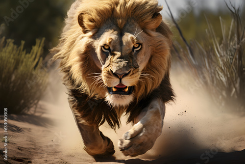 Portrait of a lion in action - AI Technology