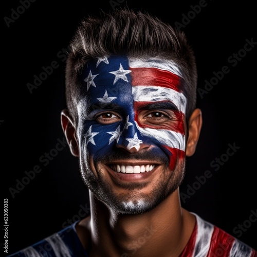 Man with american flag face