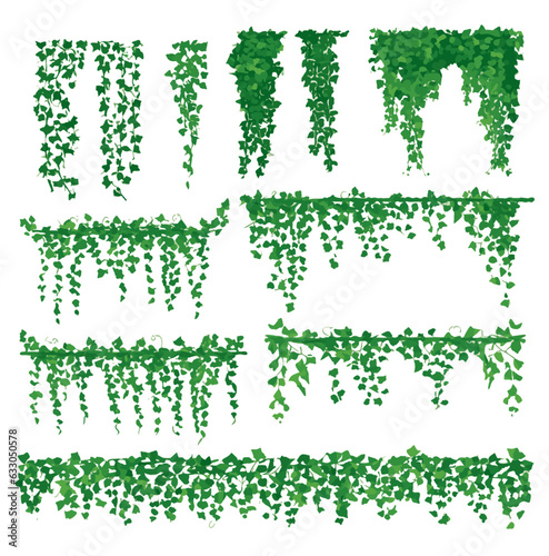 Obraz na plátne set of cartoon green ivy