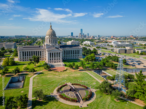 Wallpaper Mural Aerial view of the Oklahoma State Capitol and dowtown cityscape Torontodigital.ca