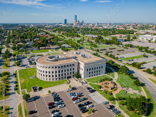 Aerial view of the Supreme Court and Oklahoma  dowtown cityscape photo