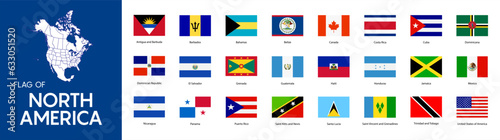 Set of flags North America. Vector 10 eps.