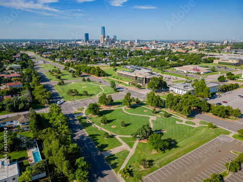 Aerial view of the Oklahoma dowtown cityscape