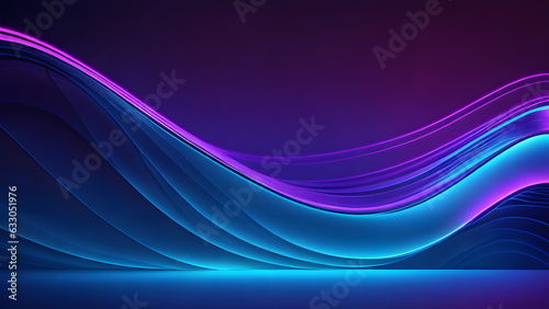 Abstract big neon wave background. holographic iridescent render. Design visual for background wallpaper banner poster or cover. Fluid organic wave with glass colorful gradient material  Generative AI