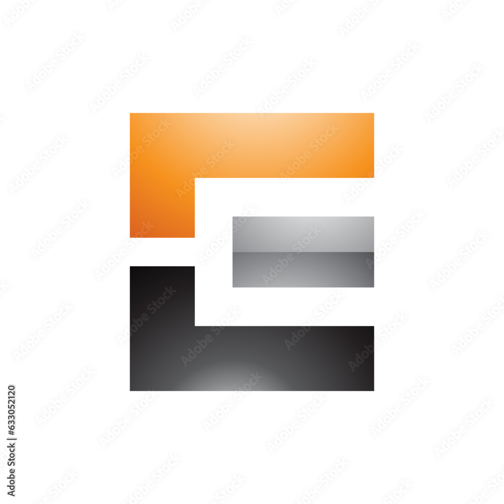 Orange Black and Grey Glossy Rectangular Letter E Icon Orange Black and Grey Glossy Rectangular Letter E Icon