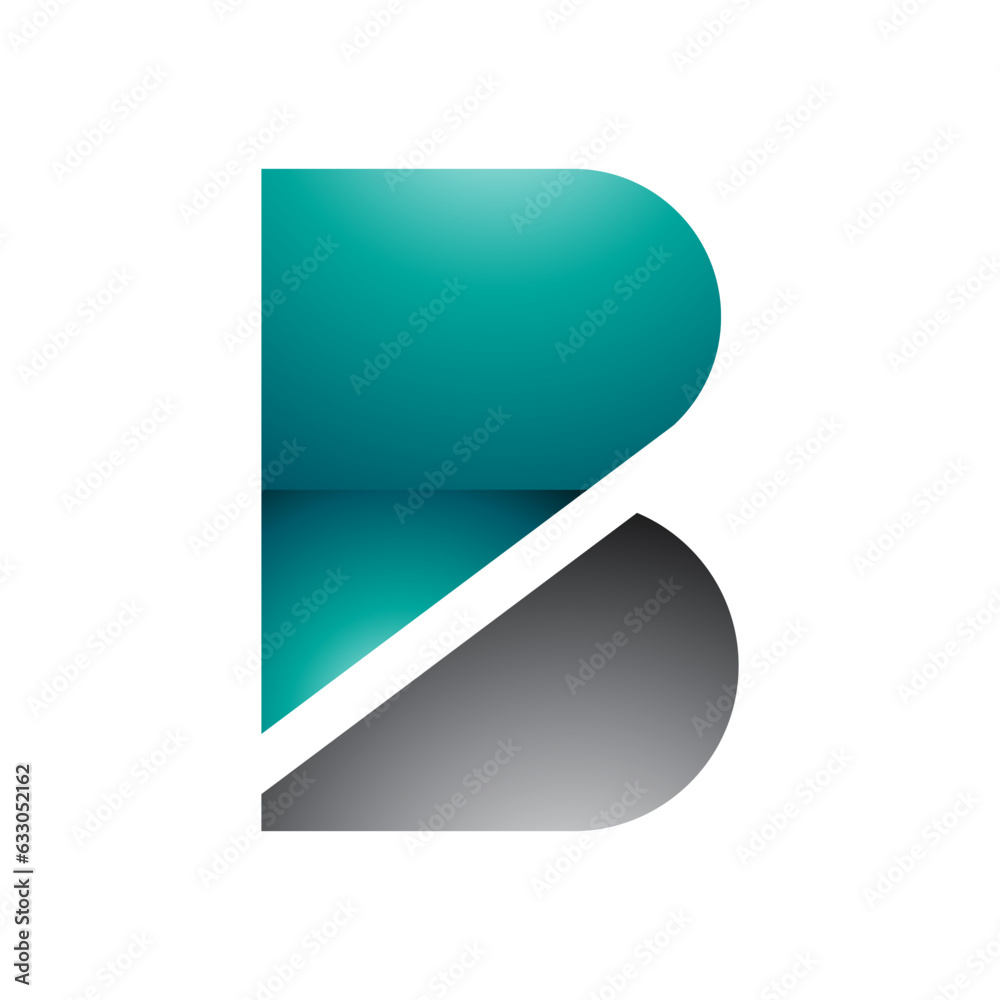 Persian Green and Black Bold Glossy Letter B Icon Persian Green and Black Bold Glossy Letter B Icon