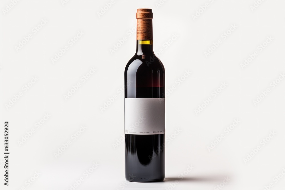 Wine bottle on white background generative with Ai.