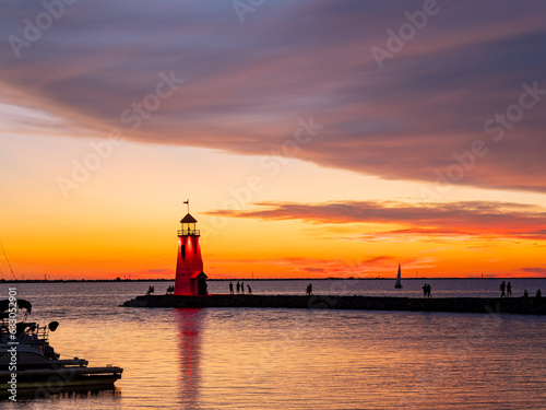 Beautiful sunset landscape of Lake Hefner