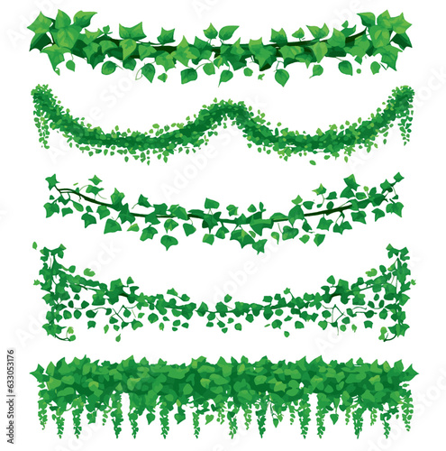 Tela set of cartoon green ivy