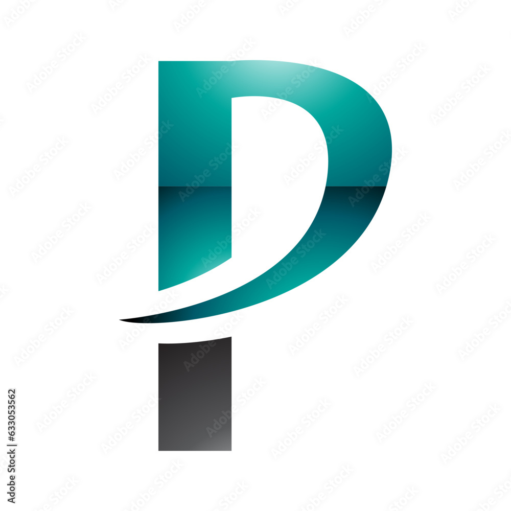 Persian Green and Black Glossy Letter P Icon with a Pointy Tip Persian Green and Black Glossy Letter P Icon with a Pointy Tip
