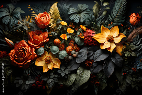 Flowers and leaves background - AI Technology