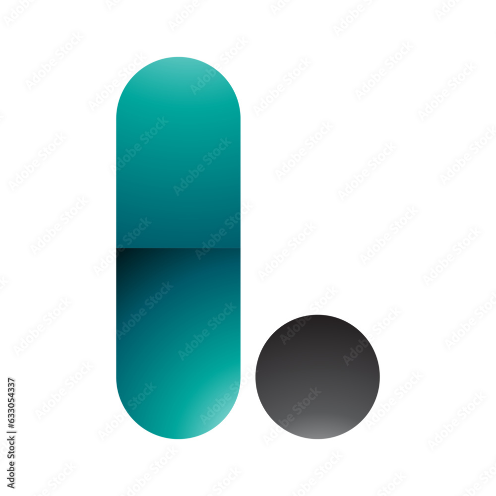 Persian Green and Black Glossy Rounded Letter L Icon Persian Green and Black Glossy Rounded Letter L Icon