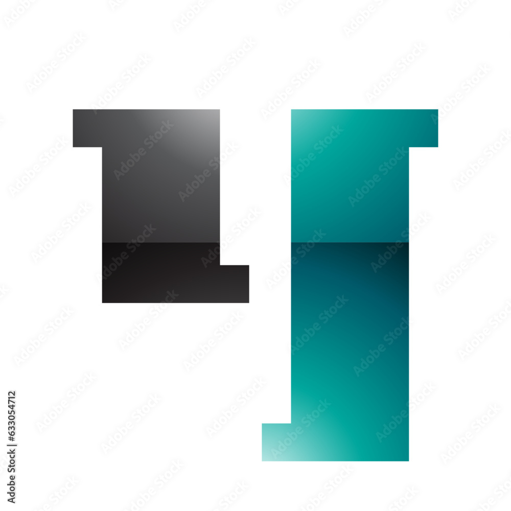 Persian Green and Black Glossy Stamp Shaped Letter Y Icon Persian Green and Black Glossy Stamp Shaped Letter Y Icon
