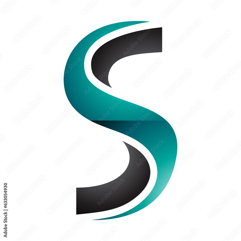 Persian Green and Black Glossy Twisted Shaped Letter S Icon Persian Green and Black Glossy Twisted Shaped Letter S Icon