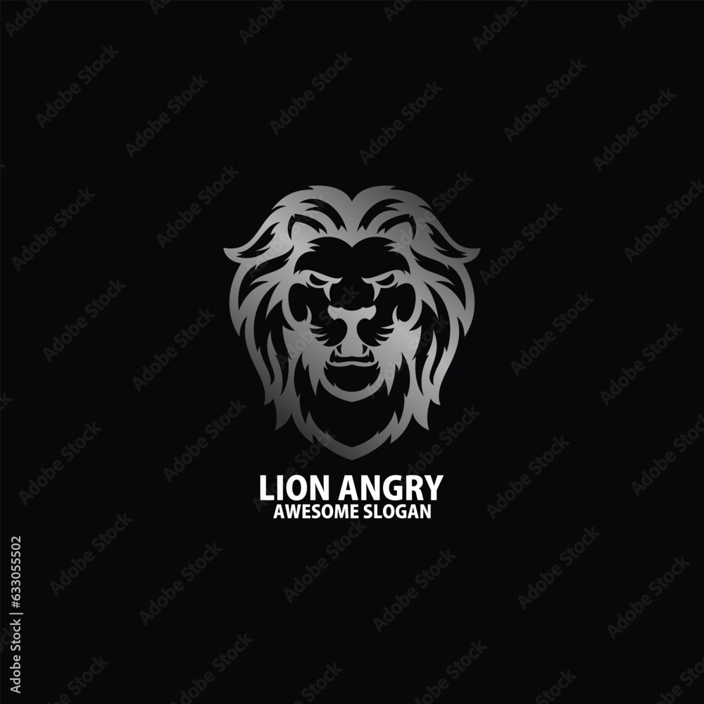 lion angry logo design gradient line