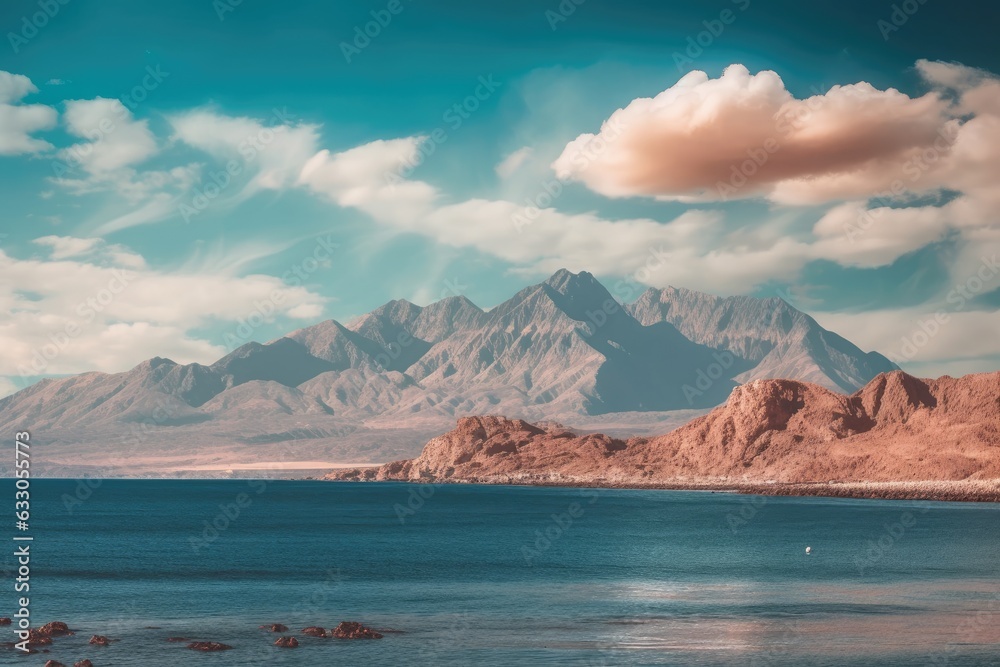 View of the tallest mountains in the range and the Red Sea