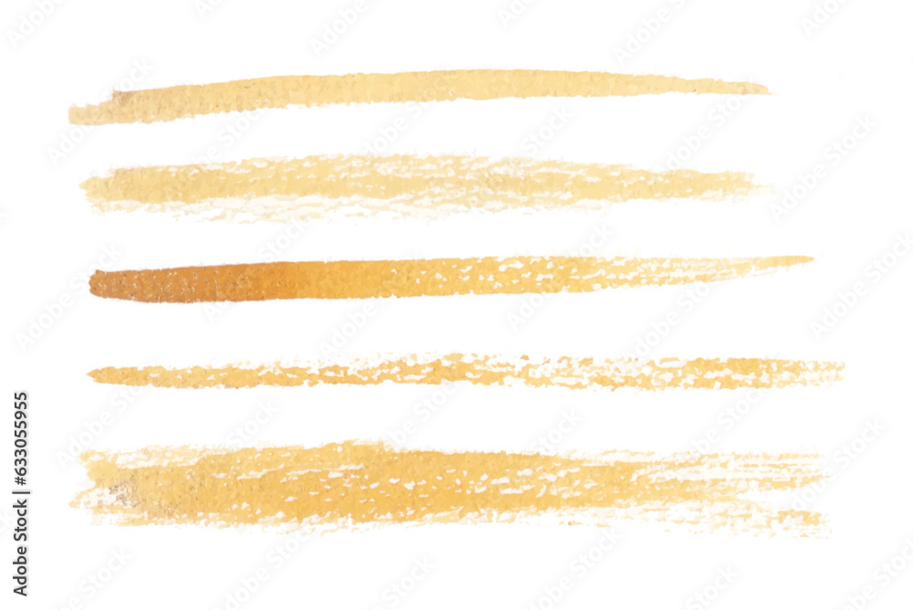 Fototapeta premium Golden Color watercolor brush vector set, 