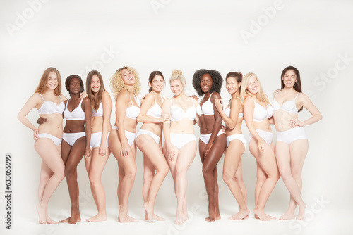 Young women posing in underwear, real women 