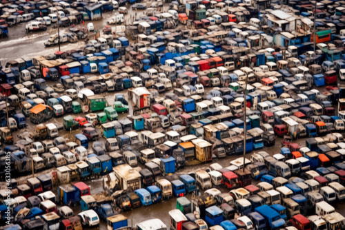 Aerial view of a car parking - Generative AI