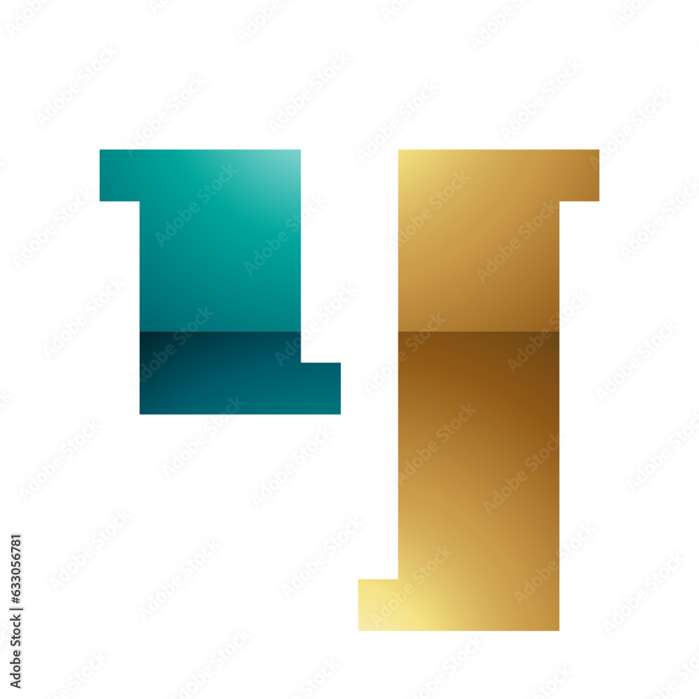 Persian Green and Gold Glossy Stamp Shaped Letter Y Icon Persian Green and Gold Glossy Stamp Shaped Letter Y Icon