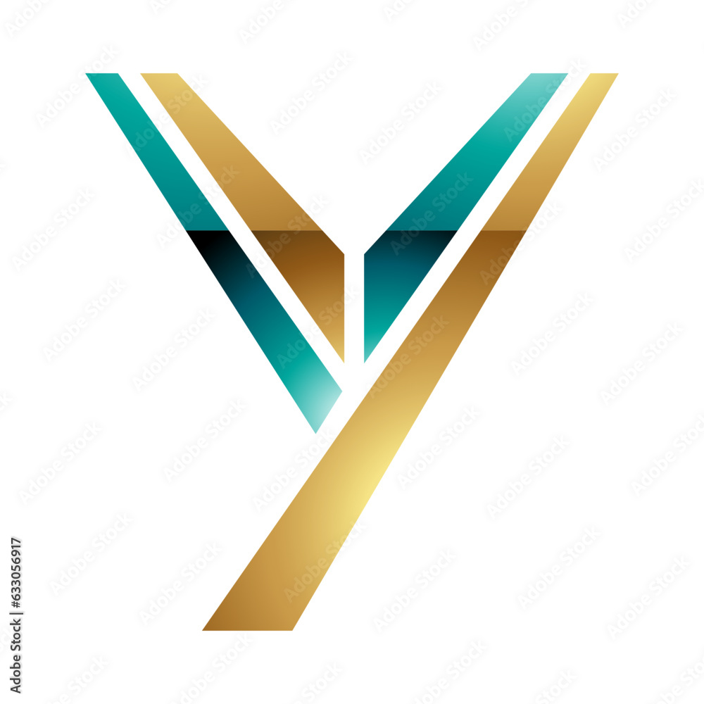 Persian Green and Gold Glossy Uppercase Letter Y Icon Persian Green and Gold Glossy Uppercase Letter Y Icon