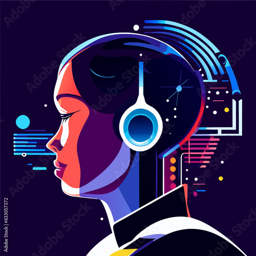 Artificial intelligence concept. Artificial intelligence and machine learning. Vector illustration.
