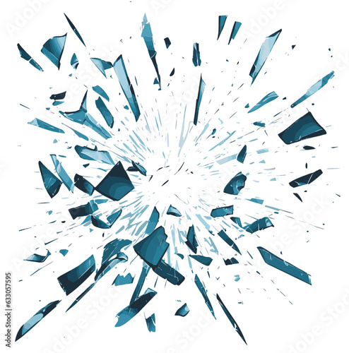 Broken glass vector shatter explosion fragments on white background. vector illustration. © UMRAN