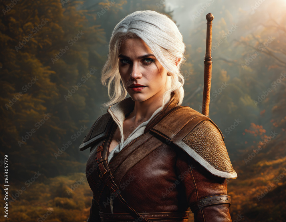 The Witcher, ciri, Geralt of Riva, Digital Art Stock Illustration ...