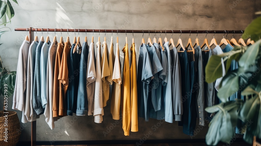 A Multicolored Abundance of Fashion Variation Hanging on Clothing Racks in a Spacious Retail Store