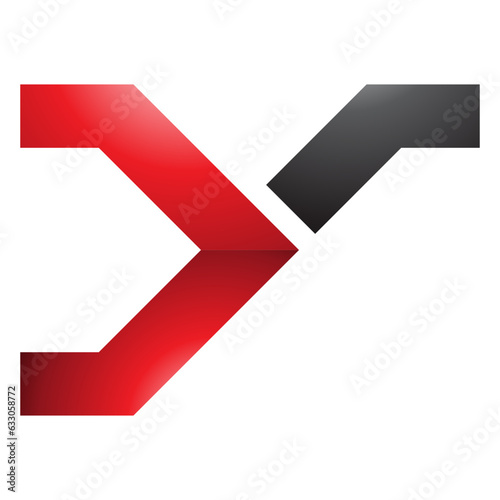 Red and Black Glossy Rail Switch Shaped Letter Y Icon