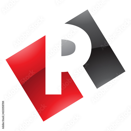 Free Download Red and Black Glossy Rectangle Shaped Letter R Icon - GFXLoad
