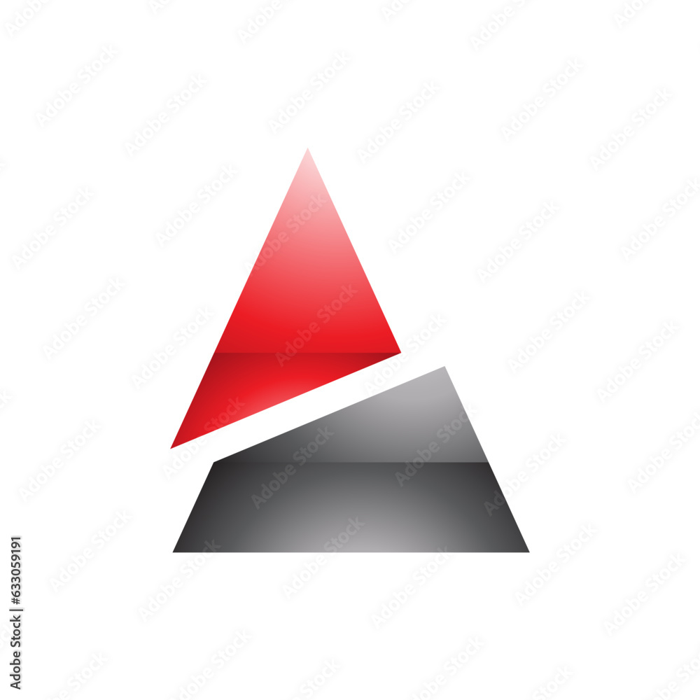 Fototapeta premium Red and Black Glossy Split Triangle Shaped Letter A Icon