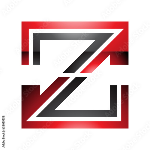 Red and Black Glossy Striped Shaped Letter Z Icon