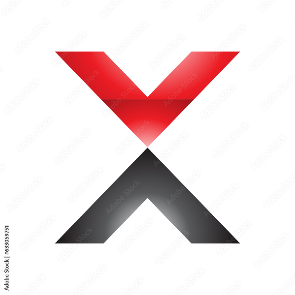 Red and Black Glossy V Shaped Letter X Icon Red and Black Glossy V Shaped Letter X Icon