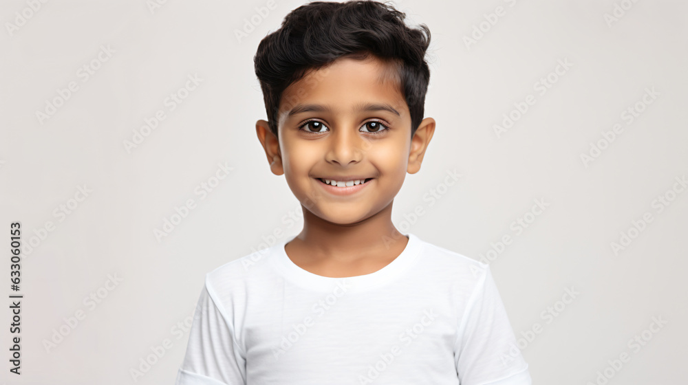 portrait of an indian boy with short black hair isolated against a white background portrait of an indian boy with short black hair isolated against a white background