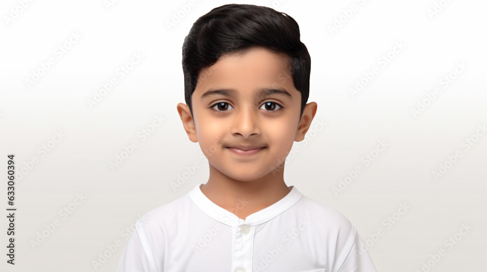 portrait of an indian boy with short black hair isolated against a white background portrait of an indian boy with short black hair isolated against a white background
