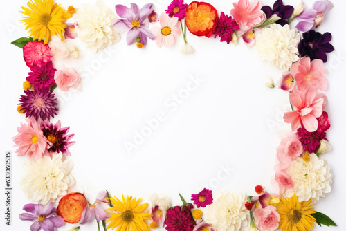 Frame made of different colorful flowers