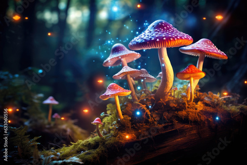 Magic mushrooms in the forest
