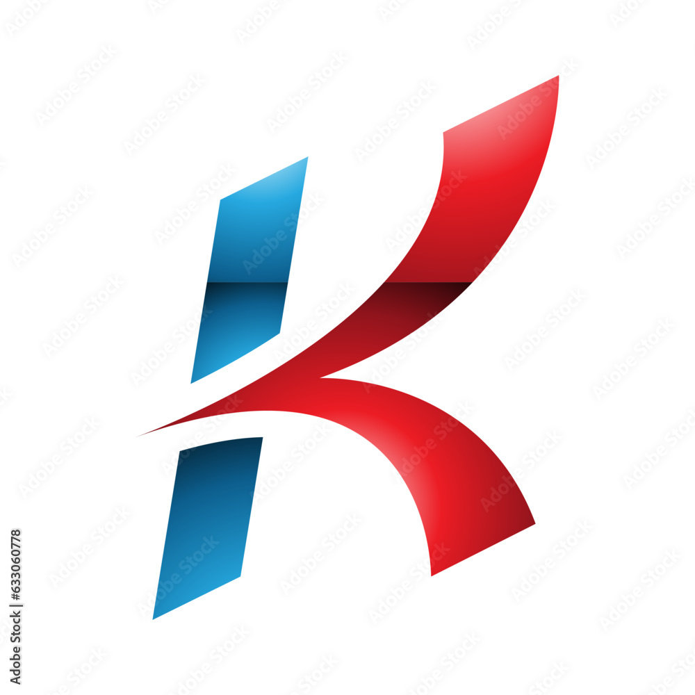 Red and Blue Glossy Italic Arrow Shaped Letter K Icon Red and Blue Glossy Italic Arrow Shaped Letter K Icon
