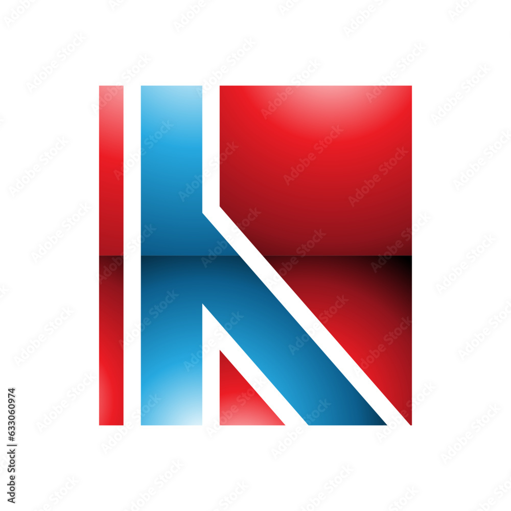 Red and Blue Glossy Letter H Icon with Straight Lines