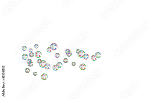 Soap bubble floating transparent background. Realistic air water foam bubble with rainbow colors. Bubble PNG.