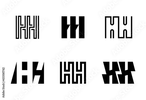 Set of letter HH logos. Abstract logos collection with letters. Geometrical abstract logos
