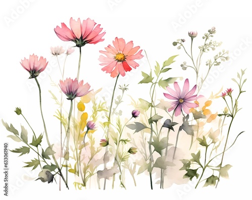 A watercolor painting of flowers isolated on white © Piotr